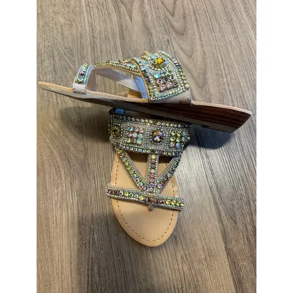 Yellow Box Premier Collection Leather Rhinestone Sandals Size 6 - Picture 6 of 6